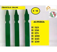 10 PZ Palo In Ferro Paletto A T Plastificato Verde Palina Recinzione