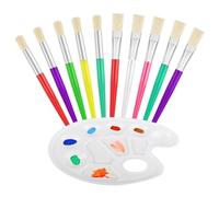 10 Pz Pennelli per Dipingere Bambini, Set Pennelli Acquerello, Pennello Acquerello con Manici in Plastica per principianti, forniture artistiche, acquerelli, oli, acrilici con 1 tavolozza di colori