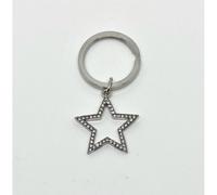 10 PZ Portachiavi STELLA colore ARGENTO con strass BOMBONIERA 18V0