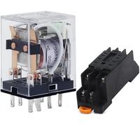 10 pz,Relè HH52P MY2NJ Bobina Generale DPDT Micro Mini Mini Contattore Elettromagnetico Interruttore con Base Presa LED 8Pin 5A Rele12V24V220V (Color : Ac, Size : 110V-With Base)