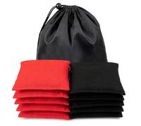 10 pz Sacchetti di Cornhole,Corn Hole Bean Bag Toss Game,Sacchetti di Fagioli Fori di Mais Borse a Prova di Bean Bags da Lancio di Sandbags per Outdoor Gioco Giochi Spiaggia(Nero+Rosso)