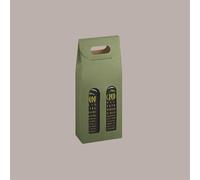 10 Pz Scatola Astuccio Porta 2 Bottiglie 500 ml Olio in Cartoncino grafica Linea Verde 130x65H335mm