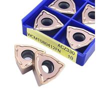10 Pz/scatola WCMX030208 WCMX040208 WCMT050308 WCMT06T308 WCMT080412 ACZ330 Inserto in metallo duro Utensile da tornio U-tipo Violento WCMT WCMX Utensile da taglio (Size : WCMX030208 FN ACZ330)