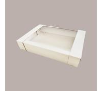 10 Pz Scatole Impilabili Aperte Rettangolari per Alimenti Cartoncino Bianco 40x63H10 cm