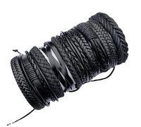 10 pz/Set Nero Wrap Tessuto Fatto A Mano da Uomo Braccialetti di Sesso Maschile Donne Braccialetto di Cuoio degli Uomini del Braccialetto dei Monili del Regalo Fashion Book