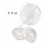 10 pz sfera pallina trasparente apribile in plexiglass albero di Natale 8 cm
