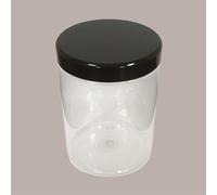 10 Pz Vaso Barattolo Pet Trasparente 300 Ml + Coperchio Nero Lucido Ideale per Gelato