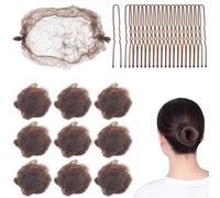 10 retine per capelli marroni invisibili, con 20 forcine a forma di U, confezione singola da 50,8 cm, set di forcine a forma di U da 6,1 cm, per chignon, ballerine, cucina, ristorazione