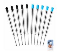 10 ricariche per penna a sfera, formato G2, refill di grandi dimensioni da 1,0 mm, blu e nero, mine di ricambio con alloggiamento in metallo per penna a sfera, ricariche standard per ufficio, scuola