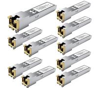 10 ricetrasmettitori Ethernet da 1000Base-T Gigabit SFP a RJ45 in rame - Compatibile con Cisco, Meraki, Ubiquiti, D-Link, TP-Link, Supermicro, Netgear, MikroTik S-RJ01, 1.25G SFP-T, fino a 100 m