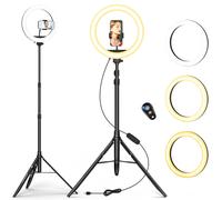 10" Ring Light con treppiede, Luce ad Anello a LED con Telecomando Wireless, Luc