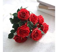 10 Rose Bouquet, Simulazione della pianta Lunghezza Fiore 45 cm con Fiori Decorazione per la casa Anniversario di Matrimonio Finoro (Champagne)