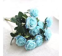 10 Rose Bouquet, Simulazione della pianta Lunghezza Fiore 45 cm con Fiori Decorazione per la casa Anniversario di Matrimonio Finoro (Champagne)