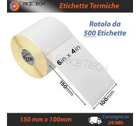 10 ROTOLI - 5000 ETICHETTE TERMICHE 100x150 ADESIVE BIANCHE PER STAMPANTI