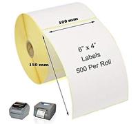 10 rotoli di etichette termiche dirette Zebra bianche - 150 mm x 100 mm (6" x 4"), permanenti - per stampante termica diretta Zebra GK420D, GX420D, GK420T LP2844, LP2824 (5000 etichette) 10 rotoli