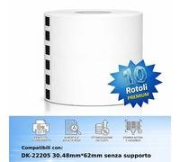 10 Rotoli DK22205 Compatibile Brother QL800 QL700 QL820NW QL1100 QL500 QL1050