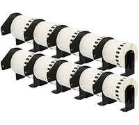 10 Rotoli DK22251 DK-22251 62mm x 15,24m Etichette adesive continuo compatibili per Brother P-Touch QL-800 QL-810W QL-820NWB, Nero/Rosso su Nianco