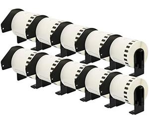 10 Rotoli DK22251 DK-22251 62mm x 15,24m Etichette adesive continuo compatibili per Brother P-Touch QL-800 QL-810W QL-820NWB, Nero/Rosso su Nianco