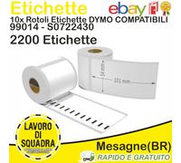 10 Rotoli Etichette Compatibili Dymo 99014 S0722430 54x101 mm LabelWriter 2200