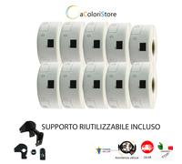 10 ROTOLI ETICHETTE CON SUPPORTO PER BROTHER DK-11201 QL500 QL550 - 29mm90mm