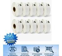 10 ROTOLI ETICHETTE PER BROTHER DK-11201 QL-800 810W 820NW 700 110 1100 29×90 mm