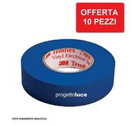 10 ROTOLI NASTRO ISOLANTE ISOLATO AZZURRO TIPO 3M PVC ELETTRICISTA TEMFLEX 1500