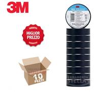 10 ROTOLI NASTRO ISOLANTE ISOLATO NERO 3M IN PVC ELETTRICISTA TEMFLEX 1500