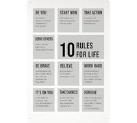 10 Rules For Life Targhe In Latta Durevole Targa In Metallo Resistente Uv Targa In Latta Per Bar Garage Negozio 20X30Cm