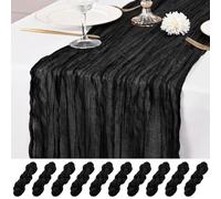 10 runner da tavola in garza rustica da 3 m, in garza rustica, da 3 m, in stile rustico, per formaggi, feste nuziali, baby shower, colore: nero