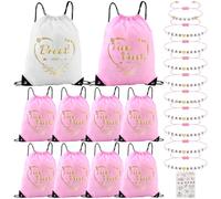 10 sacche da palestra Team Bride con coulisse (42 x 33 cm) e 10 braccialetti per addio al celibato, da donna, 1 adesivo per addio al celibato, zaino, set per matrimonio, festa della sposa, Colore
