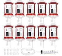 10 sacchetti di sangue per bevande, feste di Halloween, sacchetti di sangue riutilizzabili, contenitori per bevande con tubo per infusione, clip per tipo di sangue, adesivi per Halloween, feste di