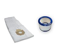 10 sacchetti filtranti Kallefornia K910 e 1 filtro lavabile PES K704A adatto per Nilfisk Alto Attix 360-21 in micropile per aspirapolvere classe L con tappo antipolvere