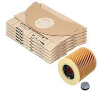 10 sacchetti per aspirapolvere + 1 filtro per aspirapolvere Karcher A2003 A2004 A2014 CarVac A2024 PT A2054 ME A2064 PT A2704 PT Borsa per aspirapolvere multiuso
