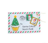 10 sacchetti per biglietti di Natale in feltro con design a busta di Babbo Natale con corda, ornamenti per decorazioni natalizie e uso (bianco)