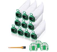 10 Sacchetti per Vorwerk Folletto VB100 Ricambio Aspirapolvere Sacchi Sacchetto Filtro Aspirapolvere Parti di Ricambio di Accessori Kit Aspirapolvere con 2 filtro di protezione del motore 1 Pennello