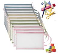 10 sacchetti portaoggetti per giocattoli, formato A4, con chiusura lampo, in nylon a doppio strato e manico, ideali per giocattoli da bagno e mattoncini da costruzione