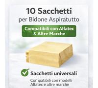 10 Sacchetti Universali per Bidone Aspiratutto Compatibili Alfatec e Altre