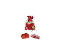 10 sacchetto stoffa iuta con applicazione tocco e tirante rosso 10 x 12 cm | bom