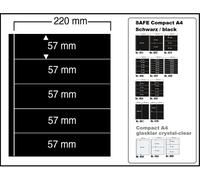 10-SAFE-455-Fogli Di Inserimento Neri A4 Compatti 5 Scomparti 220x57mm