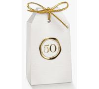 10 Scatola Bianca portaconfetti Fleur 50 Anni o Anniversario Stampa a Caldo Matrimonio commpleanno per bomboniera Made in Italy 19097