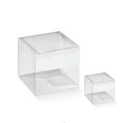 10 SCATOLE ASTUCCIO PIEGHEVOLE PVC X BOMBONIERE TRASPARENTE 8X8X8 CM