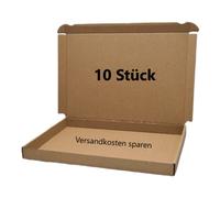 10 scatole di cartone per lettere formato A4, 320 x 225 x 25 mm, marrone, con chiusura a incastro, formato DIN A4+, per spedizioni di libri, formato maxi o grandi lettere per DHL DPD GLS Hermes