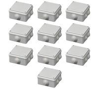 10 Scatole di derivazione esterne IP55, quadrata 100 x 100 x 50 mm, scatola di giunzione per impianto elettrico, impermeabile, con passacavi, grigio, coperchio a vite, ideale per illuminazione