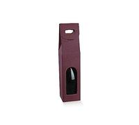 10 scatole portabottiglia Porta Bottiglia Vino con Manico 9x9x38.5 cm Scatola PORTABOTTIGLIE da 1 posti con finestra | confezionare 1 bottiglia di vino con stile (Vinaccia)