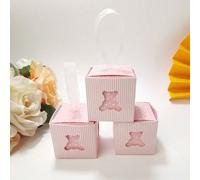 10 scatole regalo a forma di orsacchiotto rosa, scatole per dolciumi, adatte per feste di compleanno, Natale e San Valentino Tagli UnicaAnimale,Geometrico,A strisceCarta tessile