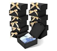 10 scatole regalo con coperchio, scatole regalo bianche all'ingrosso con fiocco dorato, scatole regalo for proposte di matrimonio for damigelle d'onore for Natale, Halloween(10pcs Black)