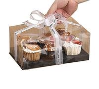 10 scatole regalo trasparenti per torte, 6 fori inserti per cupcake e dessert, adatto per muffin e cupcake 23,3 x 17,0 x 9,9 cmnero