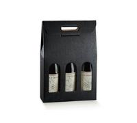 10 Scatole SETA NERO 3 Bottiglie Vino Verticale Confezione Regalo Cartone
