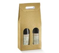 10 Scatole SETA ORO 2 Bottiglie Vino Verticale Confezione Regalo Cartone