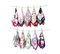 10 sciarpe quadrate da donna in raso di seta, 50 x 50 cm, piccole sciarpe per la testa, foulard, cravatta, scialle, foulard, foulard (colore casuale), Colori assortiti., Etichettalia unica